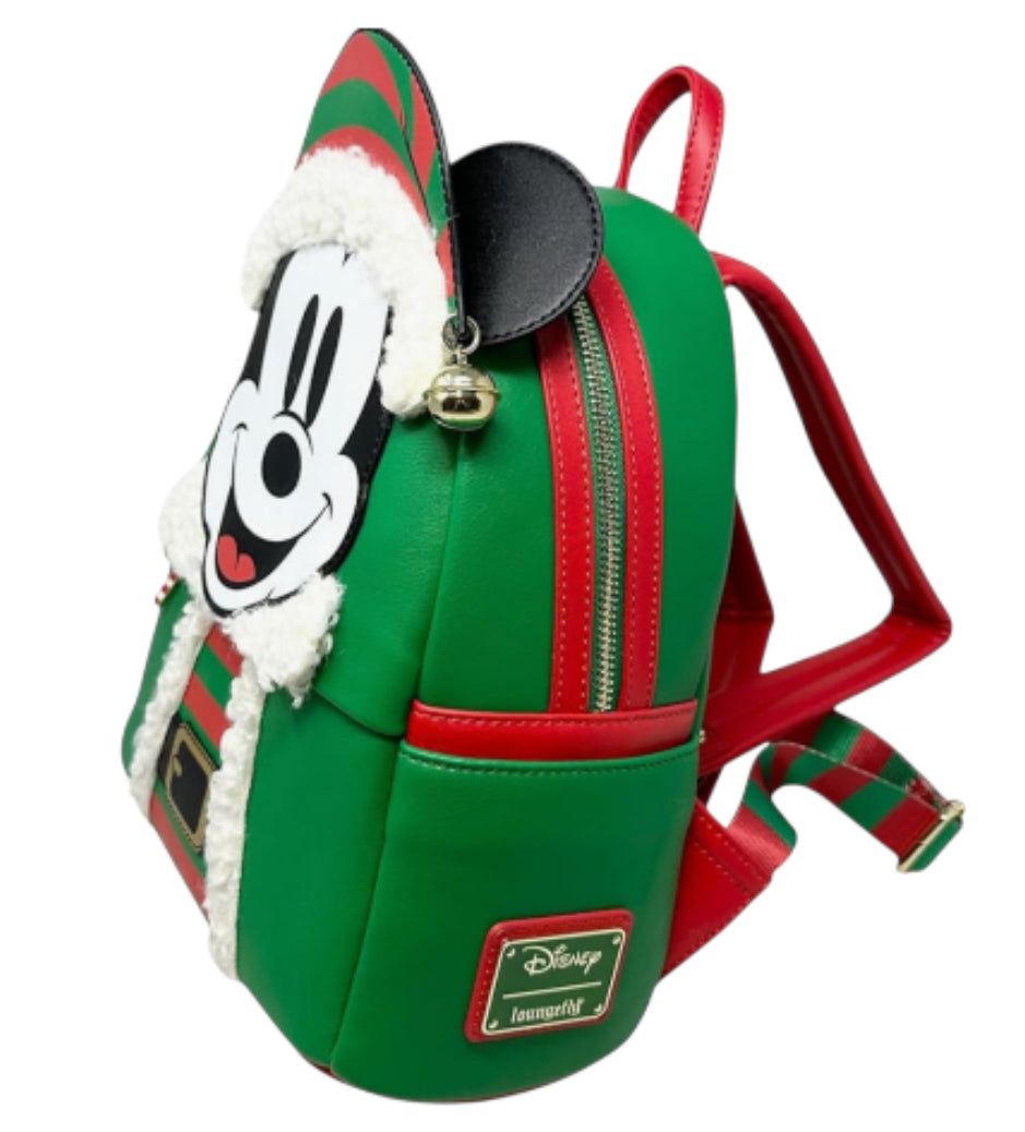 Loungefly Disney Mickey Mouse Elf Holiday Double Strap Backpack
