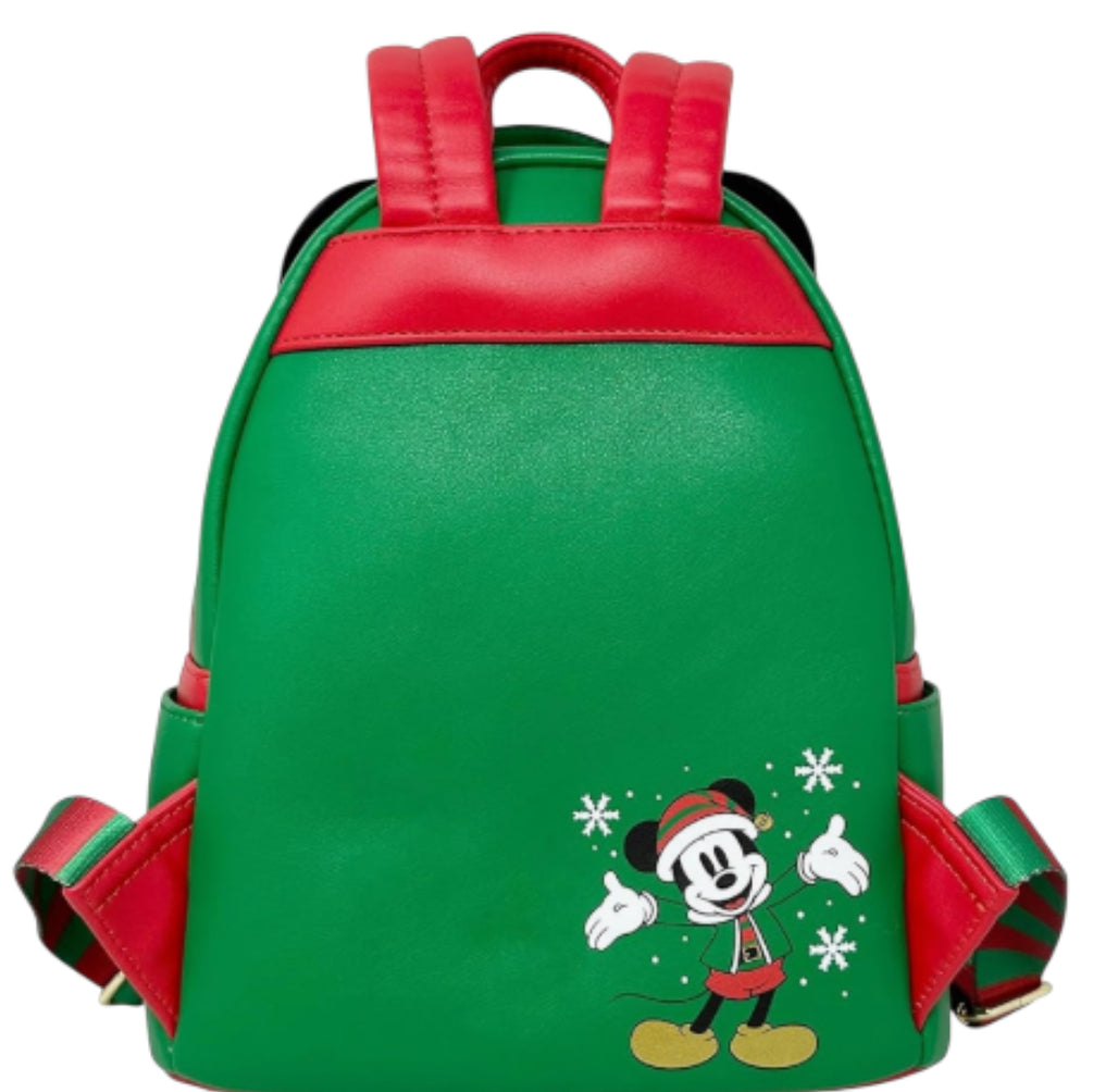 Loungefly Disney Mickey Mouse Elf Holiday Double Strap Backpack