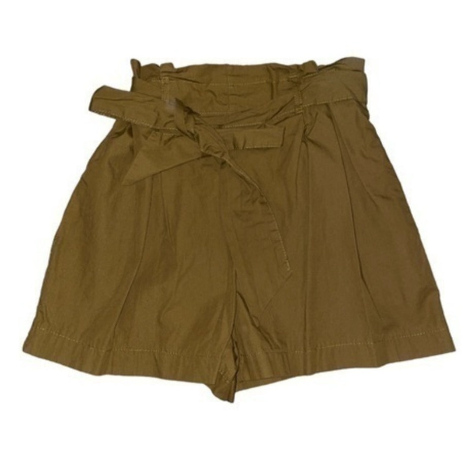 Zara Ruffle Tie Waist Brown Shorts (X-Small)