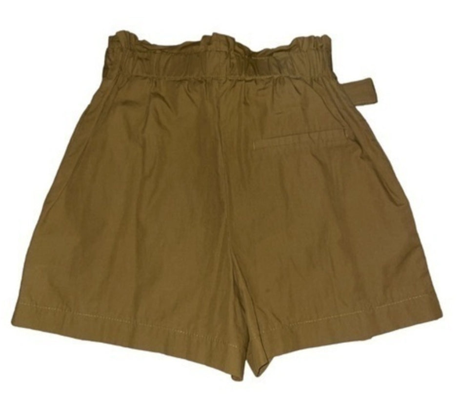 Zara Ruffle Tie Waist Brown Shorts (X-Small)