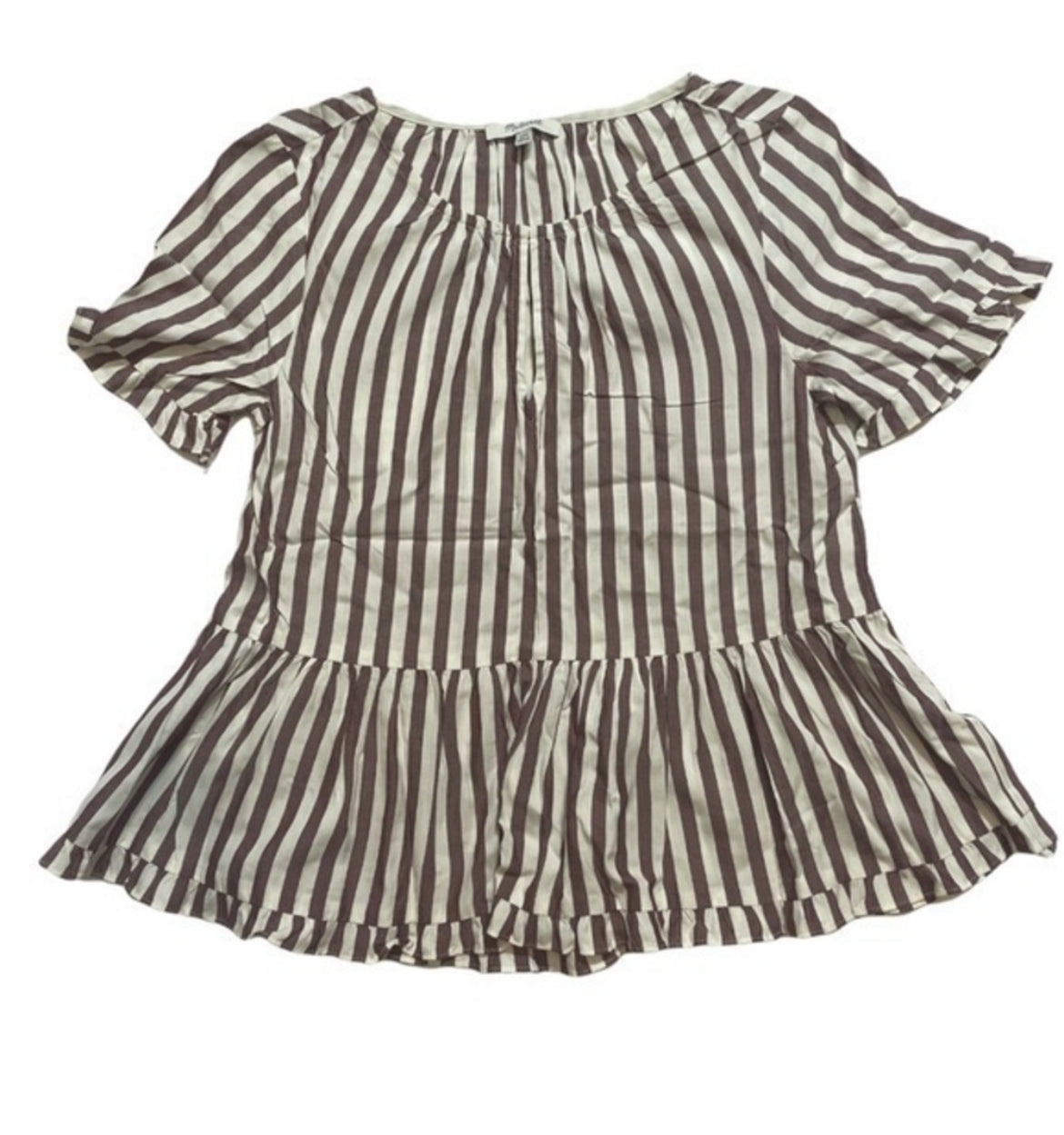 Madewell Striped Ruffled Blouse (XX-Small)