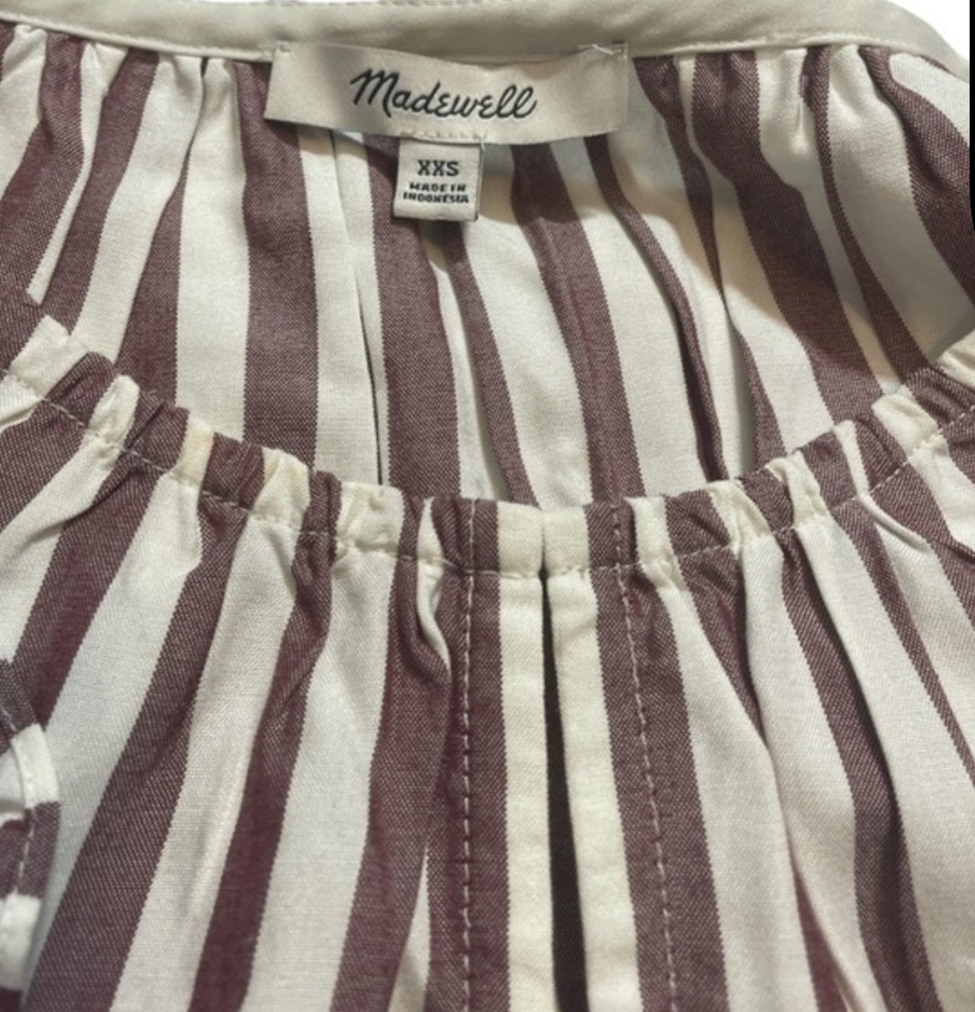 Madewell Striped Ruffled Blouse (XX-Small)