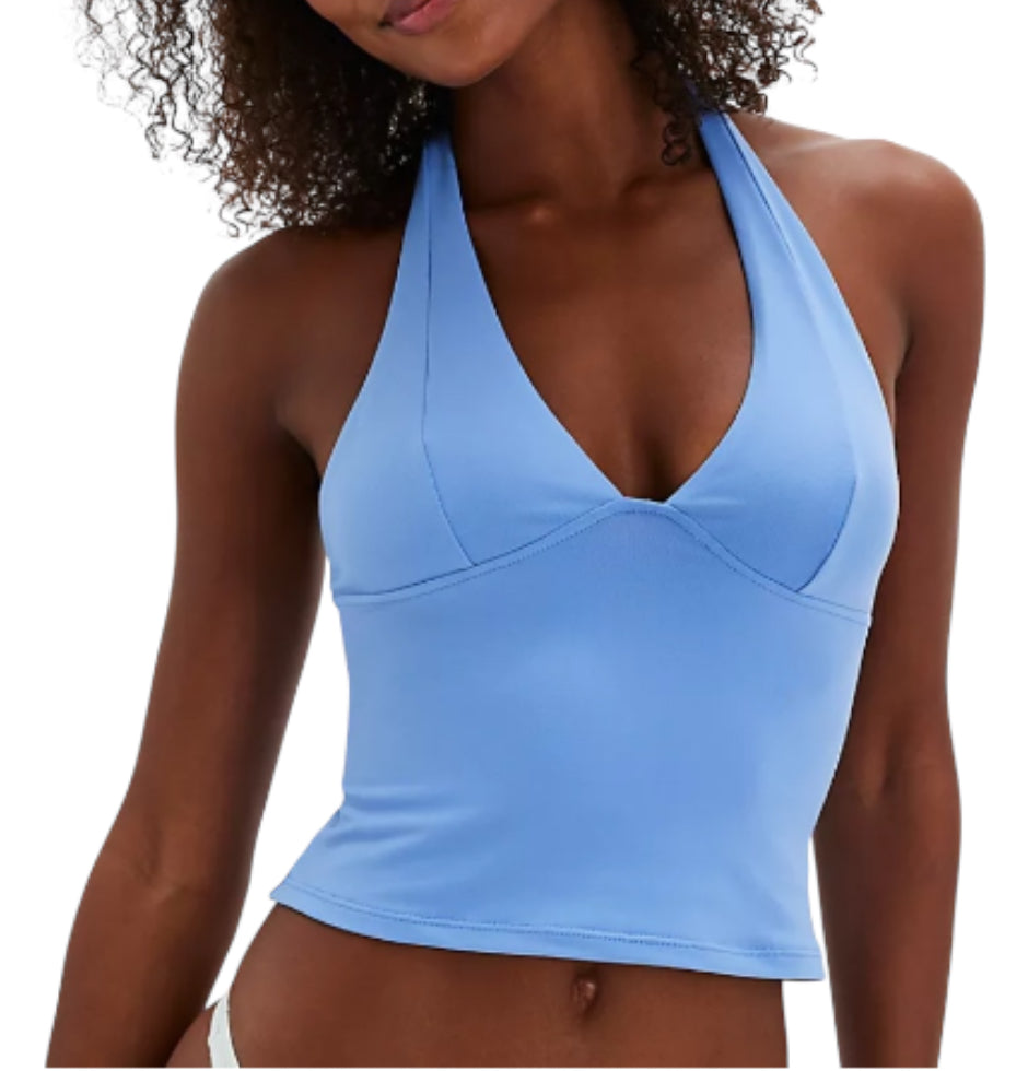 Free People Still Here Blue Halter Cami (Medium)