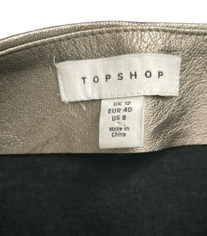 Topshop metallic faux leather skirt in gunmetal (8)
