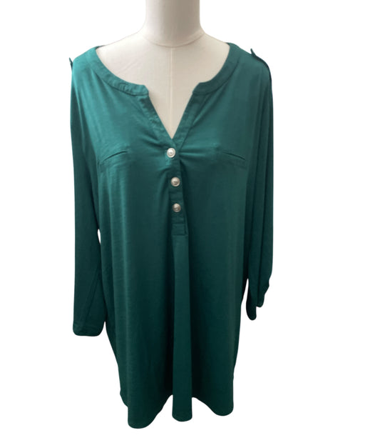 Dear Scarlett Solid 3/4 Sleeve Lizzy Top in Jewel Green (2x)