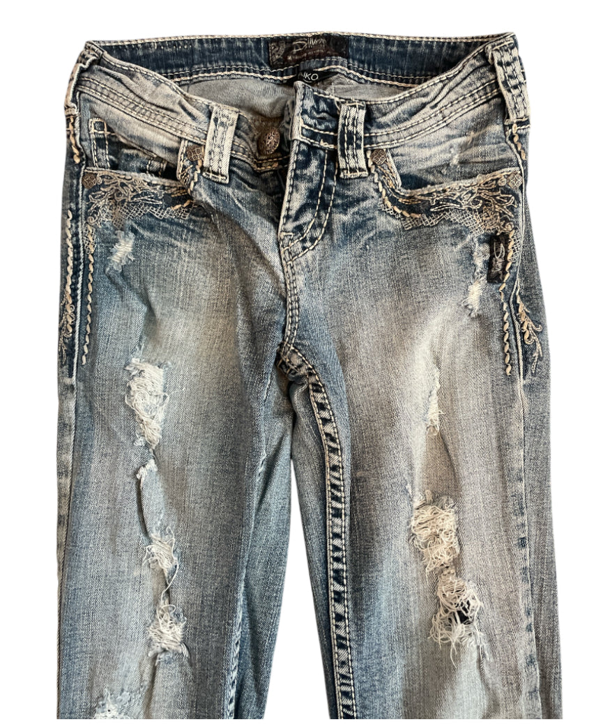 Silver Aiko Distressed Blue Jeans (25)