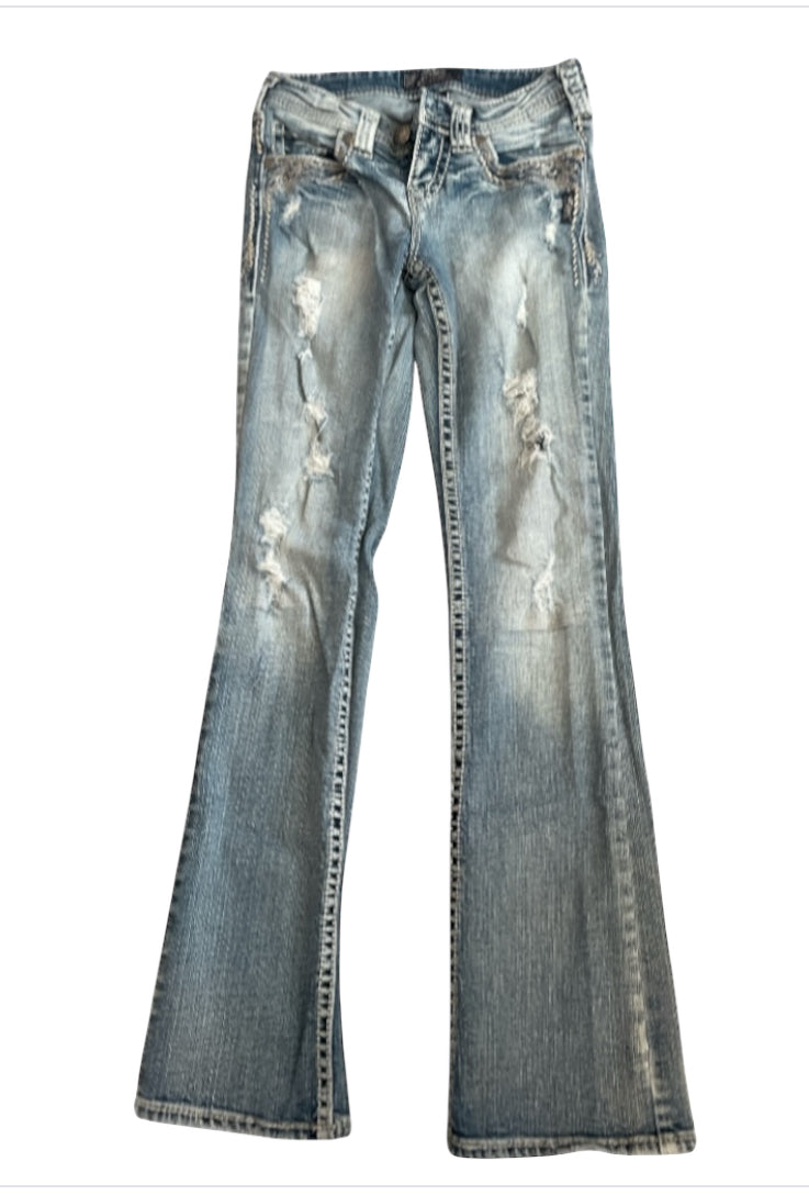 Silver Aiko Distressed Blue Jeans (25)