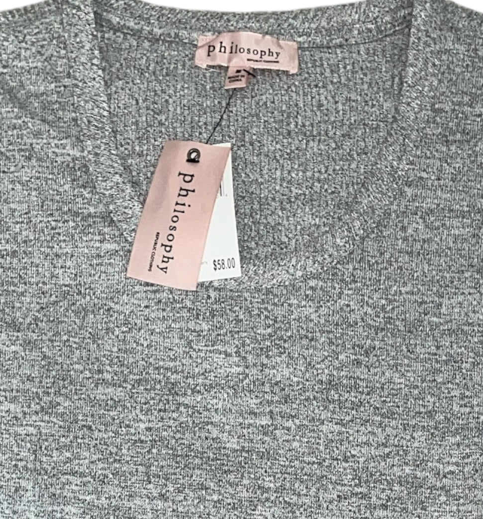 Philosophy Short -Sleeve Gray Scoop Neck T-Shirt (medium)