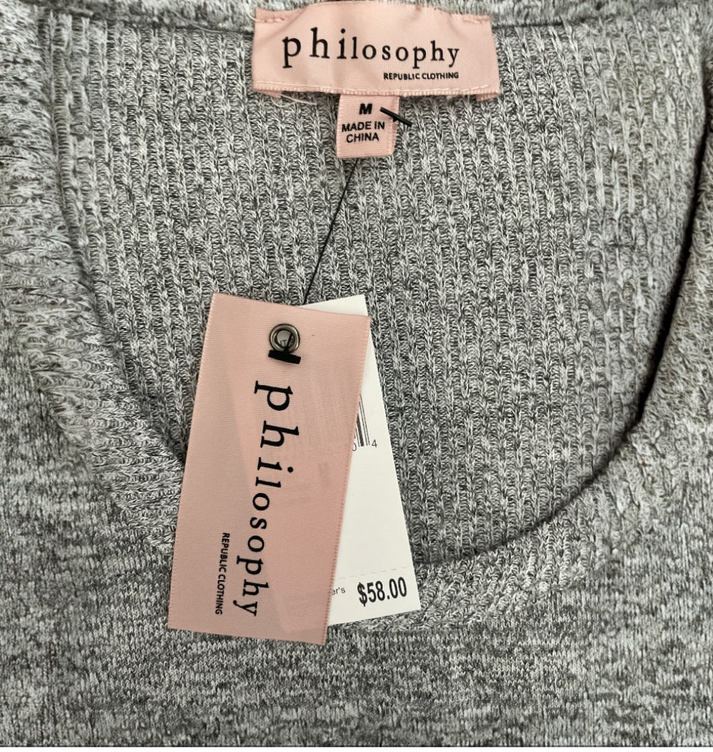 Philosophy Short -Sleeve Gray Scoop Neck T-Shirt (medium)