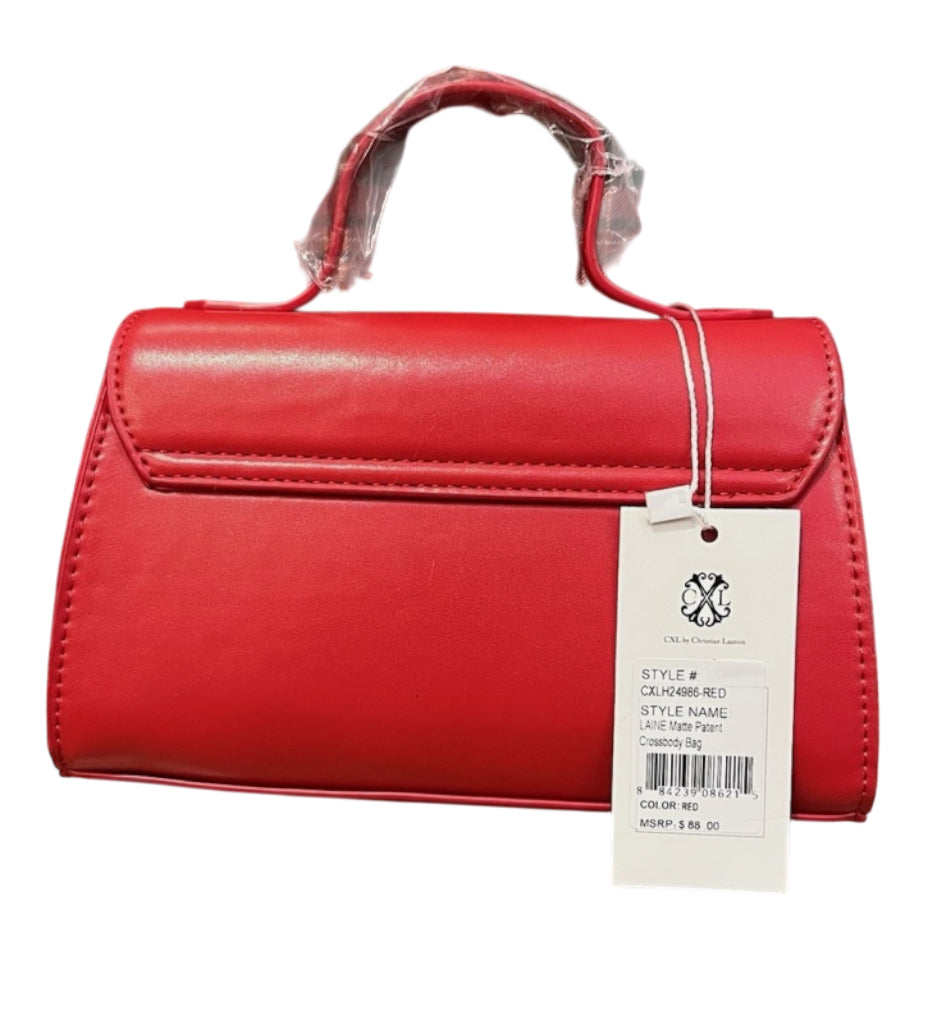 CXL by Christian Lacroix Laine Matte Patent Crossbody Bag in red.