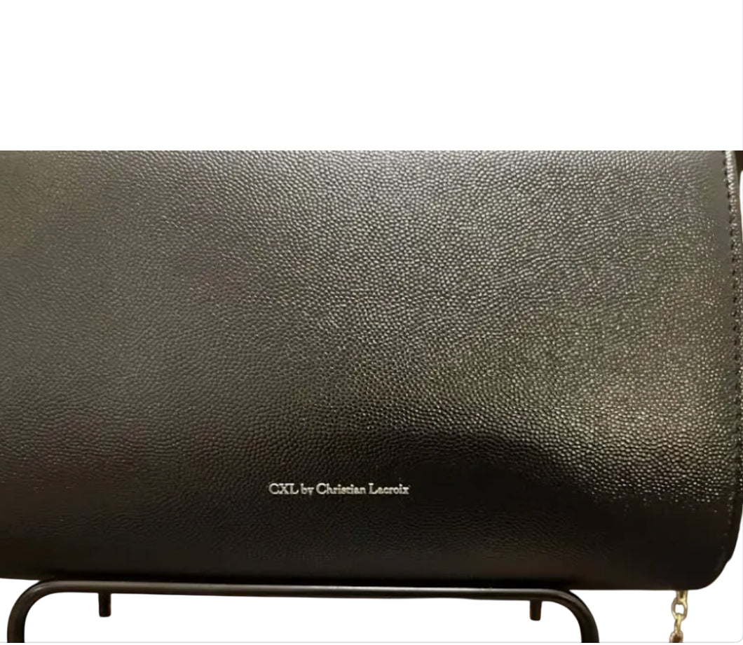 CXL by Christian Lacroix Paris Caviar Clutch with Detachable Chain in Black