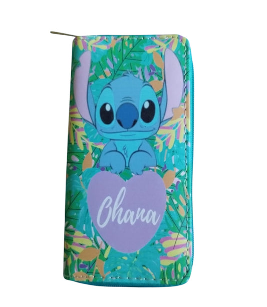 Disney Lilo & Stitch "Ohana" tropical-themed zip-around wallet
