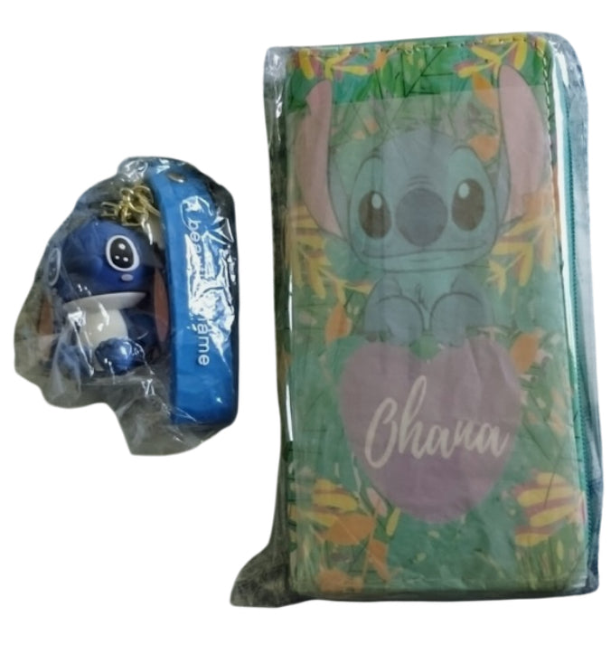 Disney Lilo & Stitch "Ohana" tropical-themed zip-around wallet