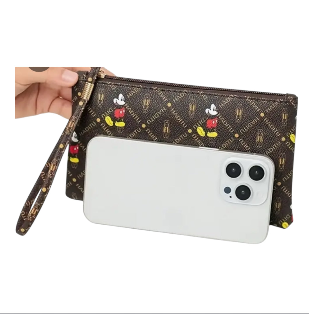 Mickey Mouse Brown Wristlet