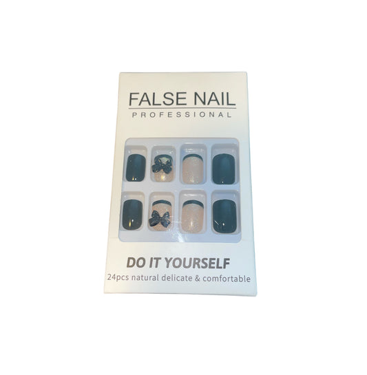 Tuxedo Short Press on Glue on Nails