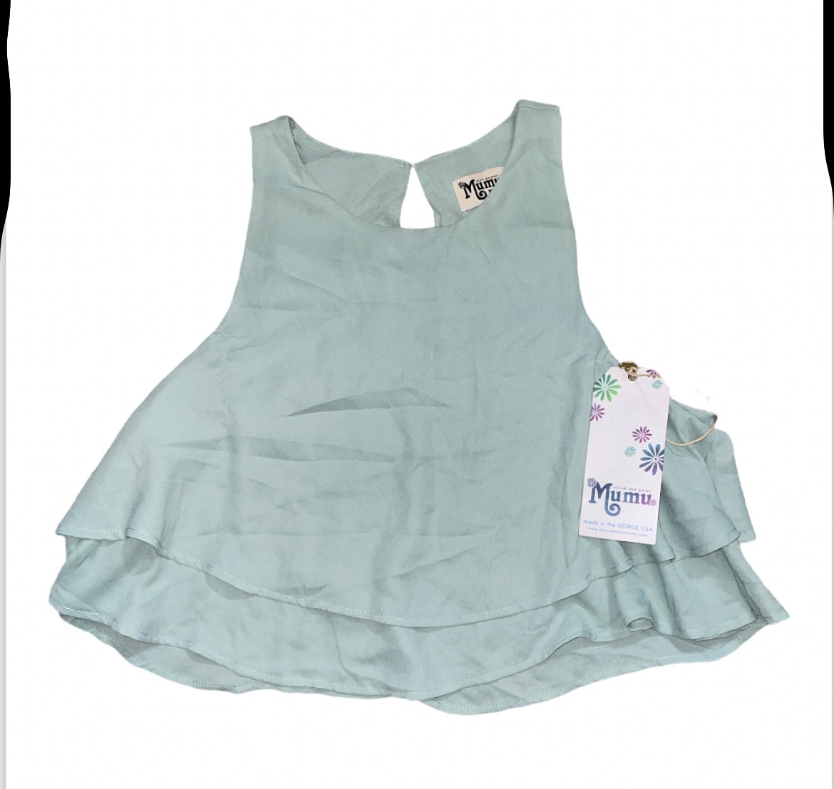 Show Me Your Mumu Seafoam Blue Tiered Ruffled Top (Medium)