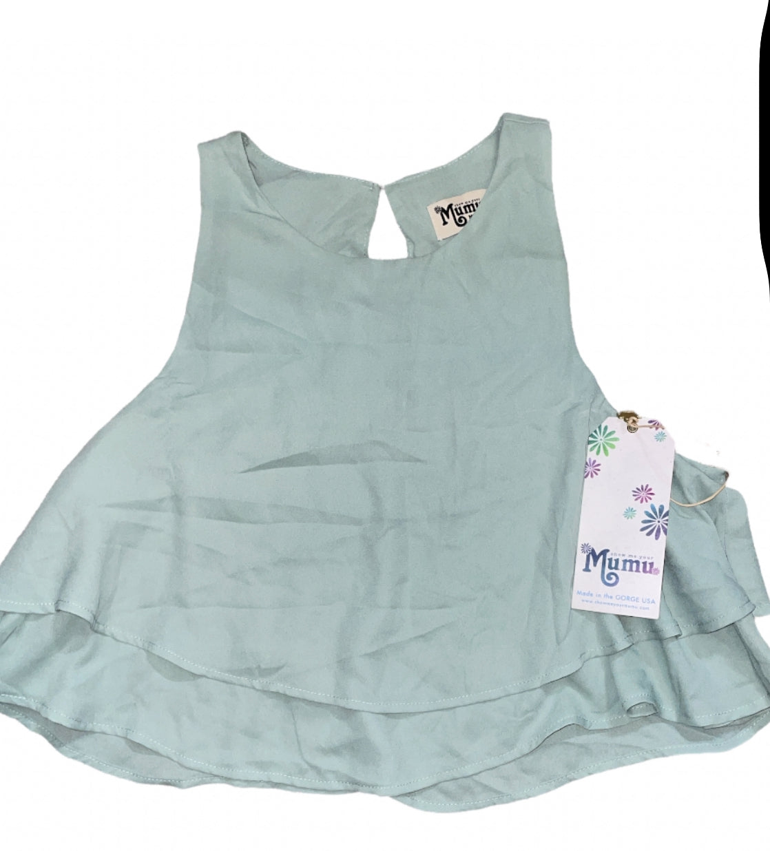 Show Me Your Mumu Seafoam Blue Tiered Ruffled Top (Medium)