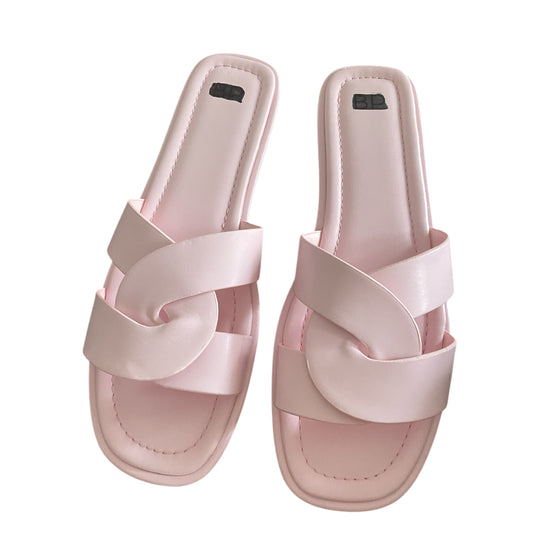 BP. Ariya Faux Leather Slide Sandals in Pink (9.5)