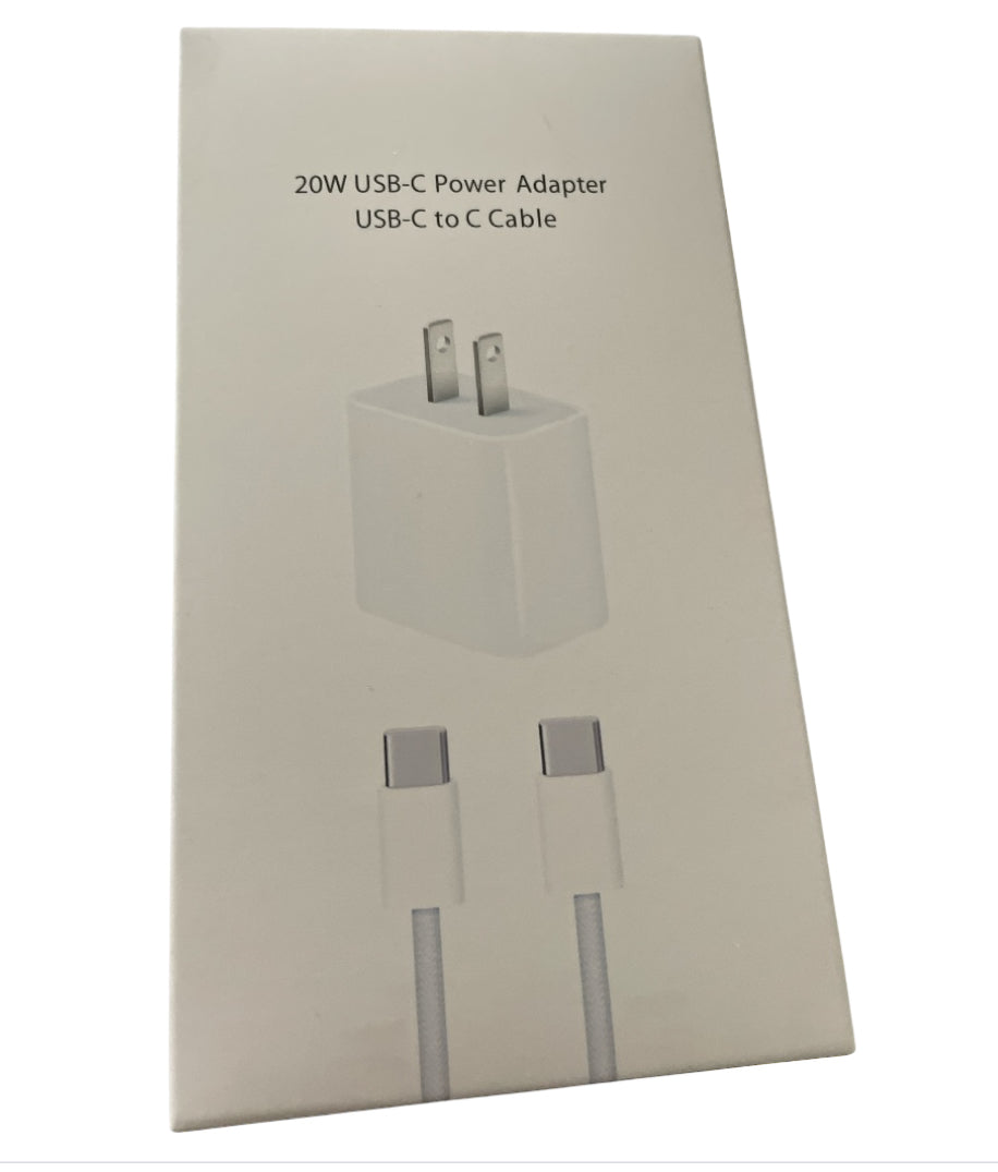 20W USB-C Power Adapter and a USB-C to C Cable. 