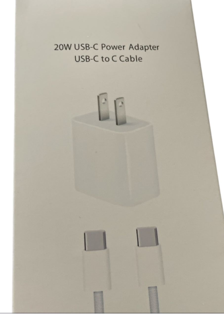20W USB-C Power Adapter and a USB-C to C Cable. 