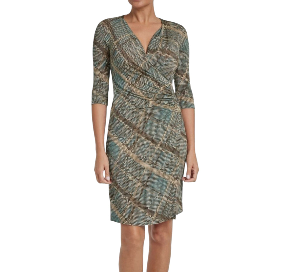 Anatomie Printed Marine Dress in Reptile Plaid (X-Large)