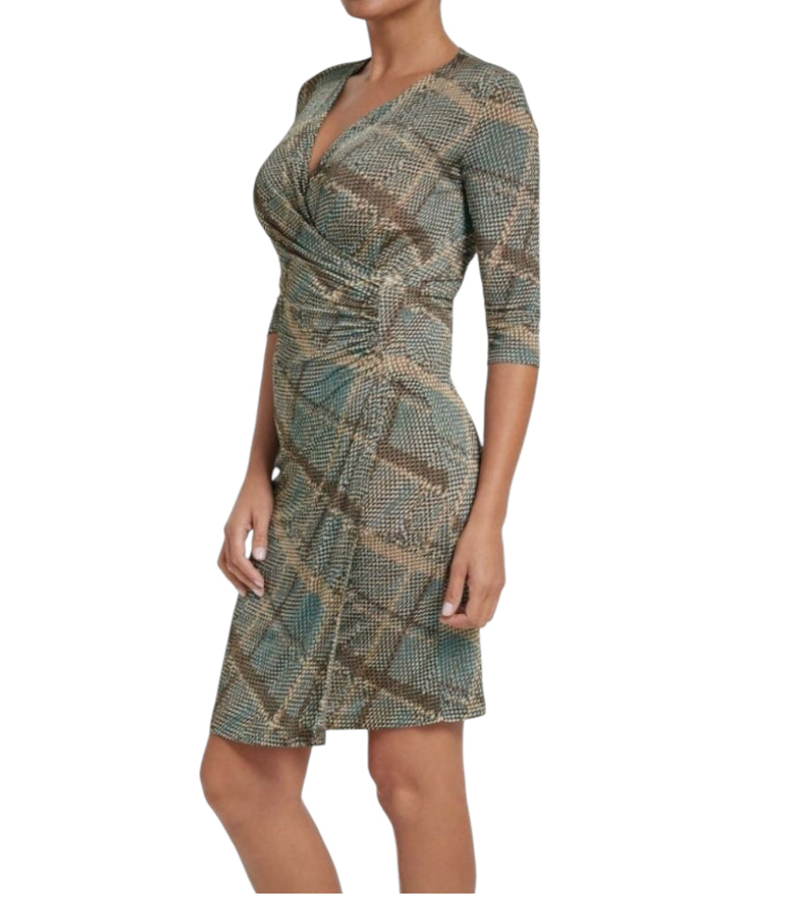 Anatomie Printed Marine Dress in Reptile Plaid (X-Large)