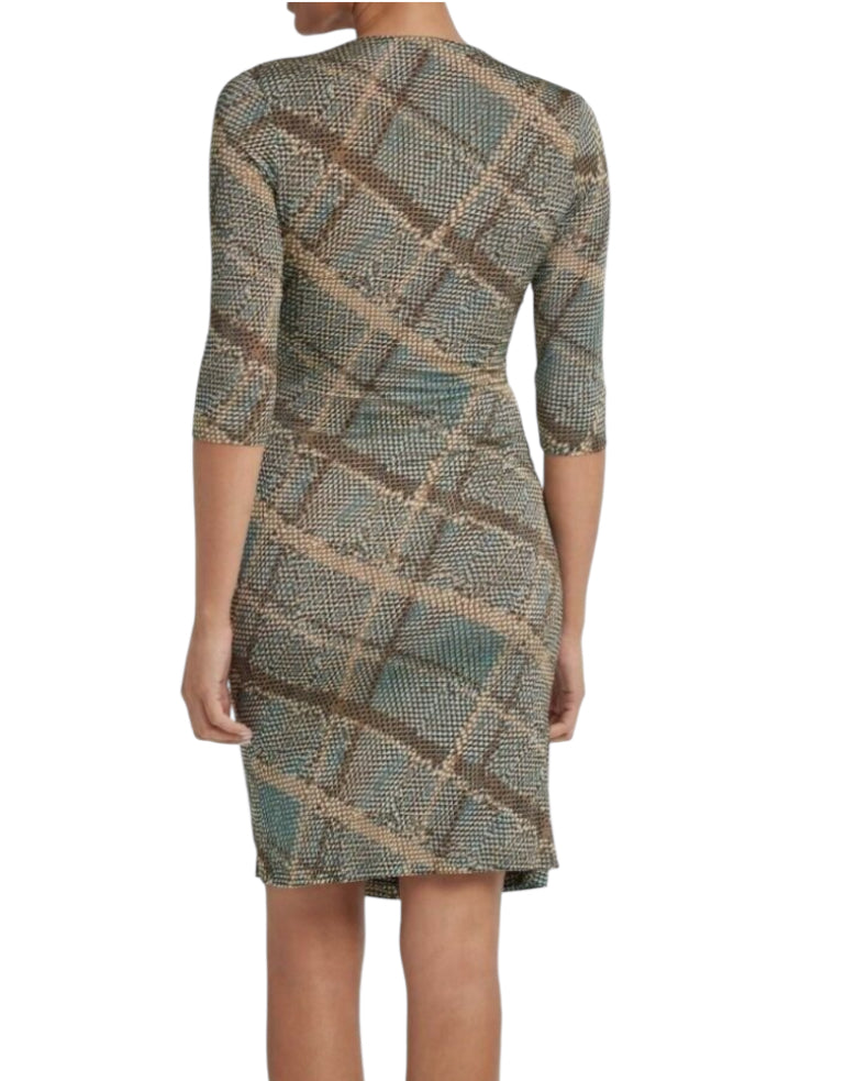 Anatomie Printed Marine Dress in Reptile Plaid (X-Large)