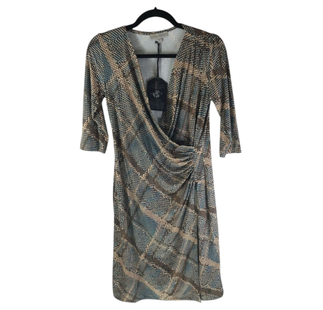 Anatomie Printed Marine Dress in Reptile Plaid (X-Large)