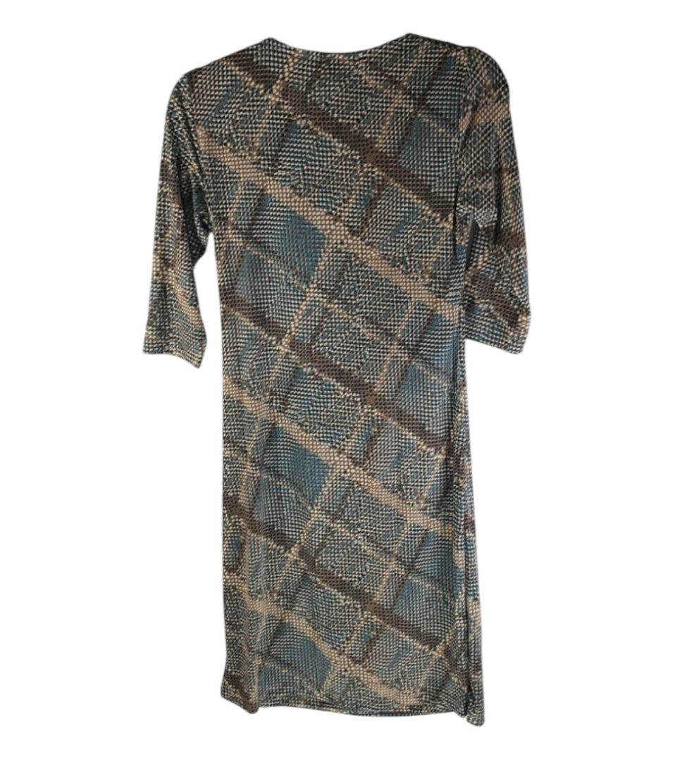 Anatomie Printed Marine Dress in Reptile Plaid (X-Large)