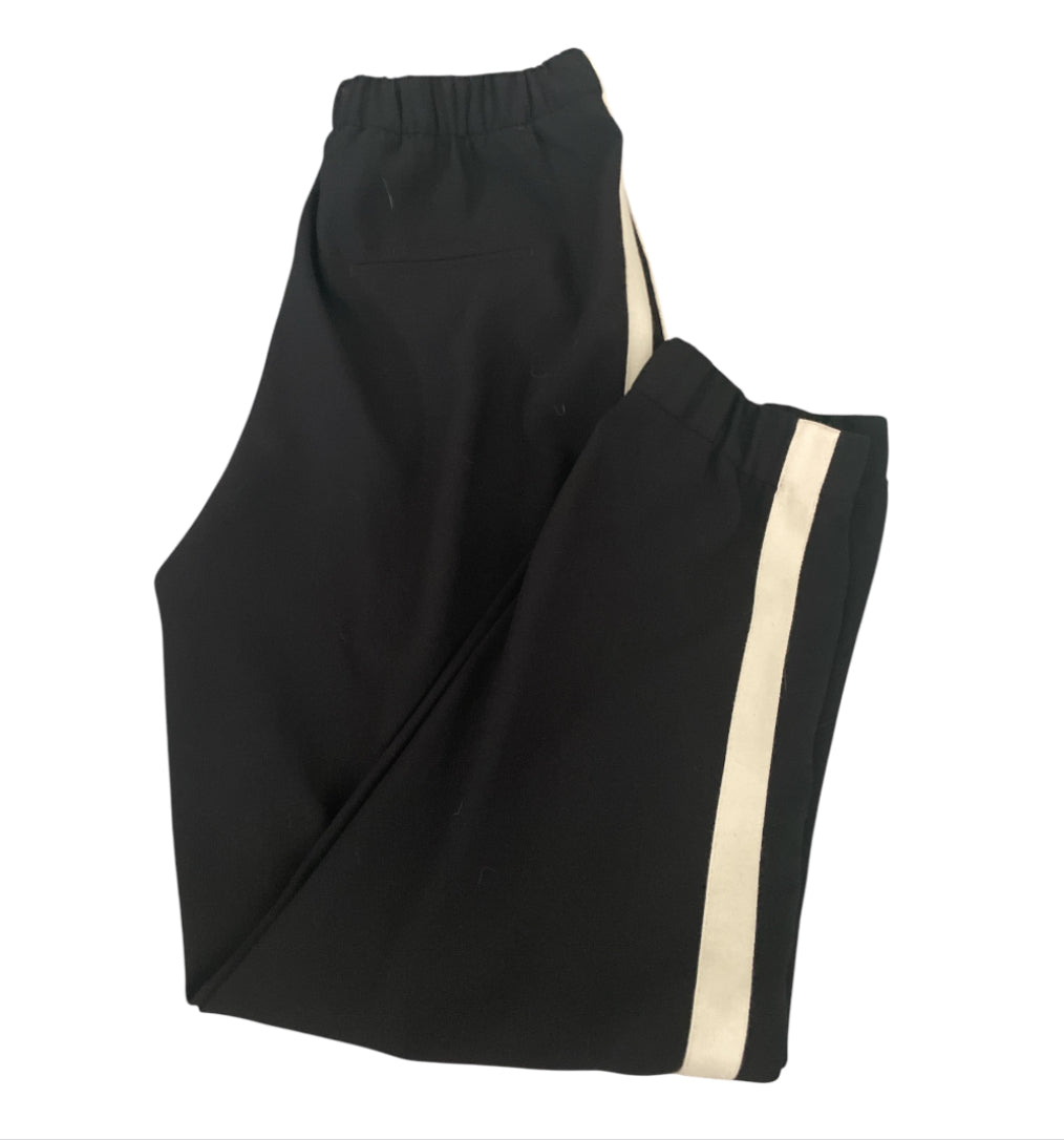 Zara Black & Cream Racing Stripe Joggers (Large)