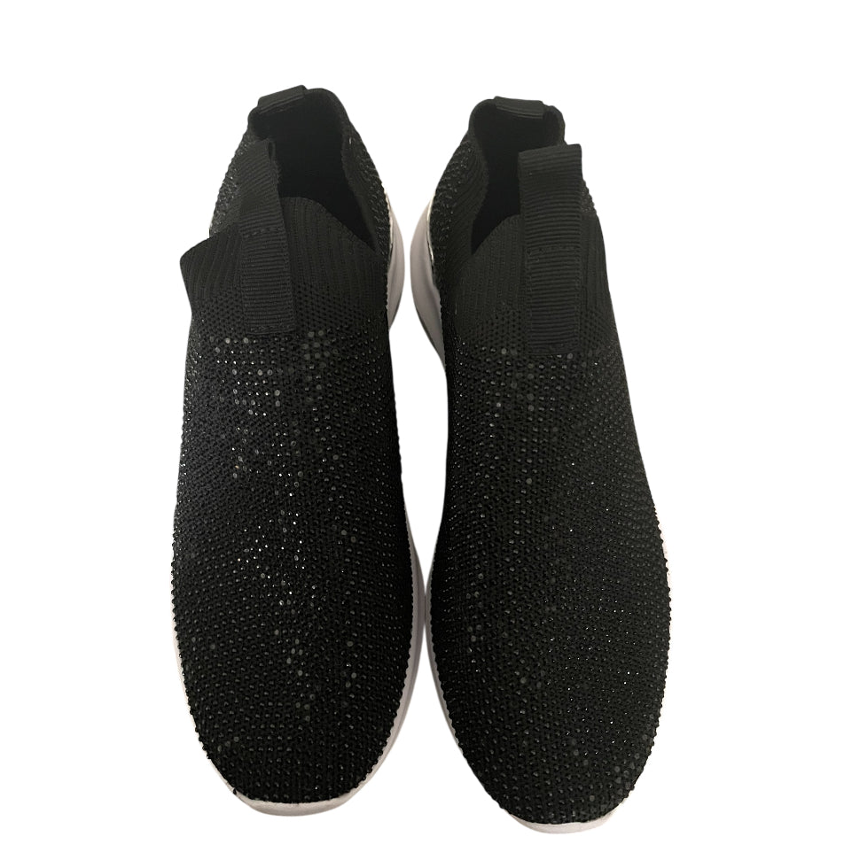 Anne Klein Mylee Black Rhinestone Studded Sneakers (5.5)