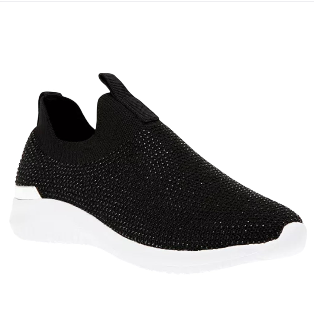 Anne Klein Mylee Black Rhinestone Studded Sneakers (5.5)
