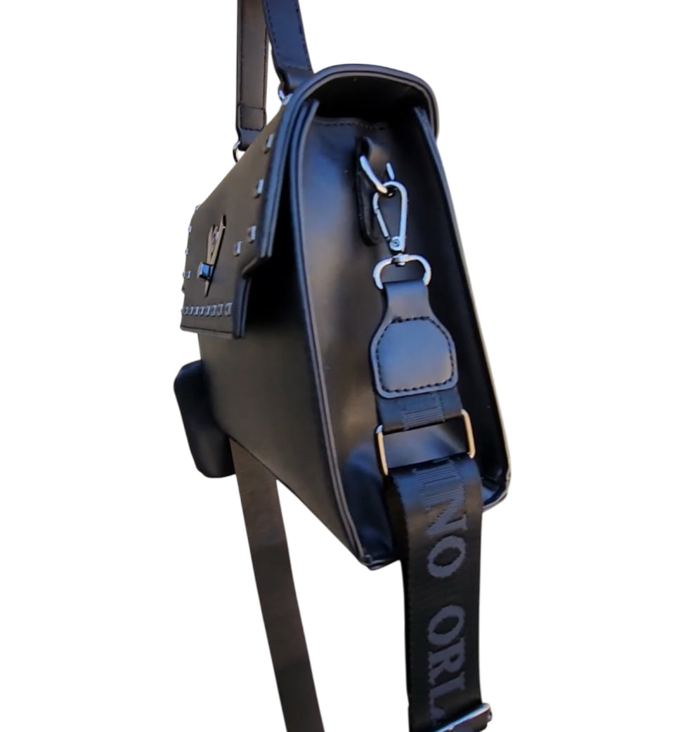 VALENTINO ORLANDI Black Satchel Bag with Removable Strap & Wallet