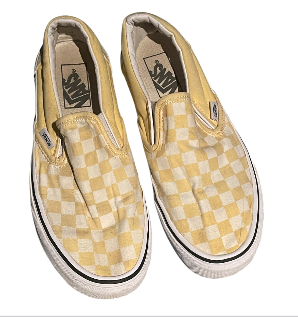 Vans Checkerboard Classic Slip-On Sneakers Yellow (8.5)