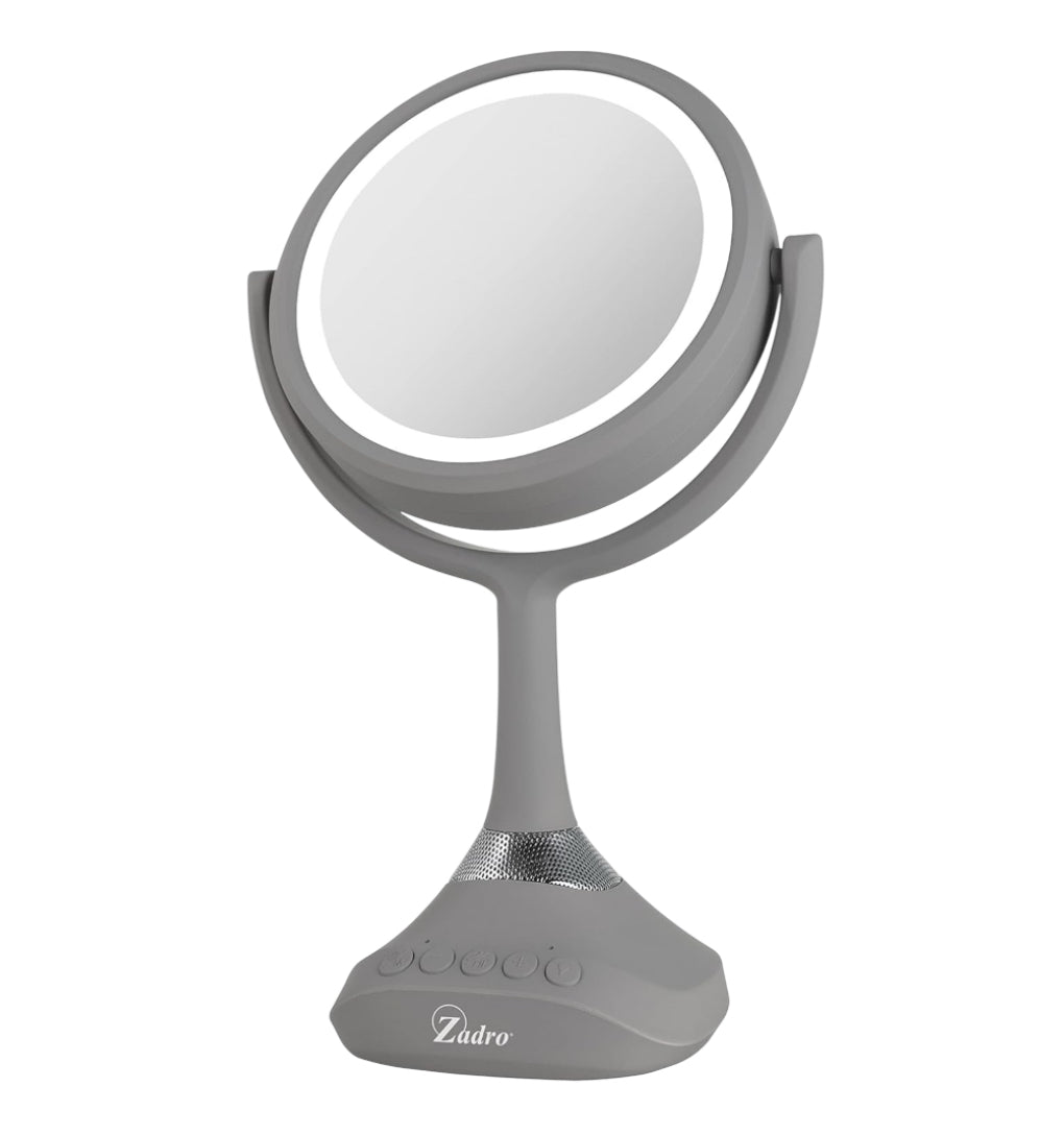 Zadro 5" Round LED Ring Light Bluetooth Countertop Mirror