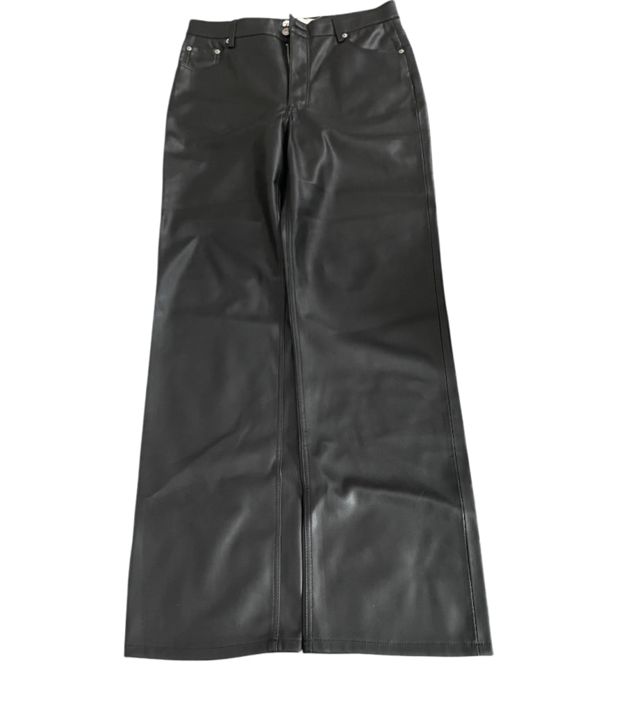 Zara Black Faux Leather Wide-Leg Pants (8)