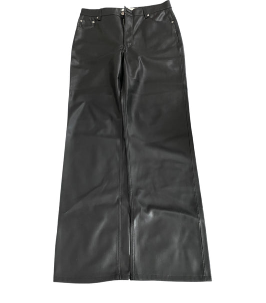 Zara Black Faux Leather Wide-Leg Pants (8)