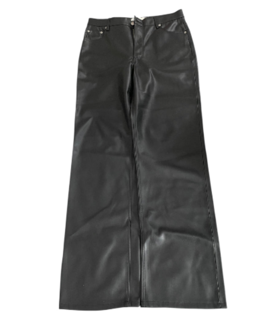 Zara Black Faux Leather Wide-Leg Pants (8)