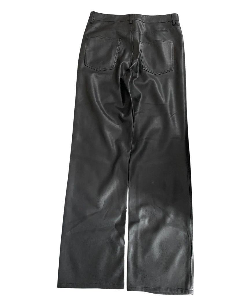 Zara Black Faux Leather Wide-Leg Pants (8)