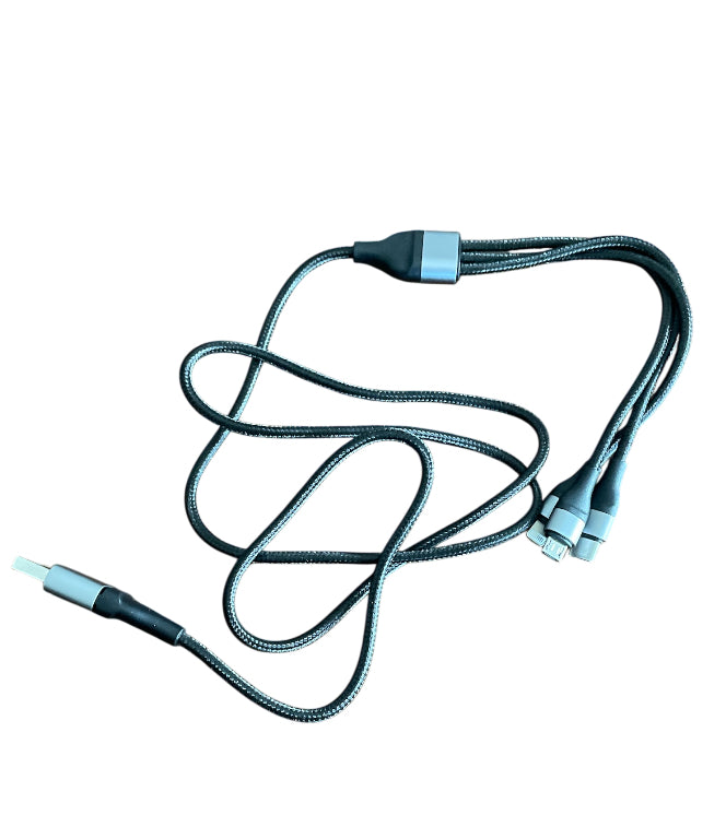 3-in-1 multi-charging cable with a braided nylon exterior.