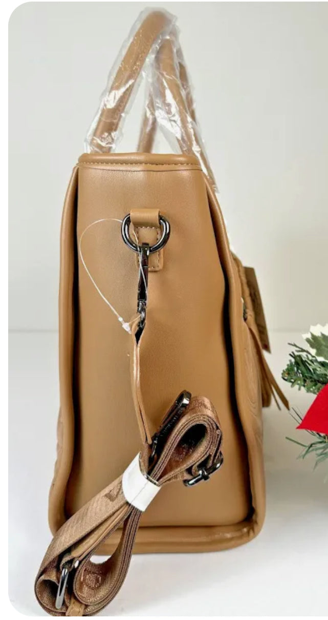 Valentino Orlandi Quilted Taupe Tote Vegan Leather