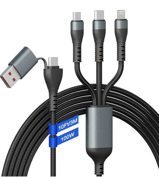 3-in-1 multi-charging cable with a braided nylon exterior.