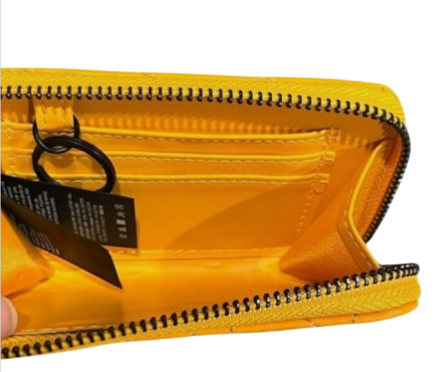 Badgley Mischka Yellow Small Quilted Coin Purse Wallet