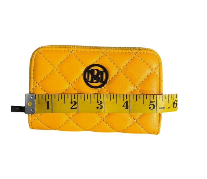 Badgley Mischka Yellow Small Quilted Coin Purse Wallet