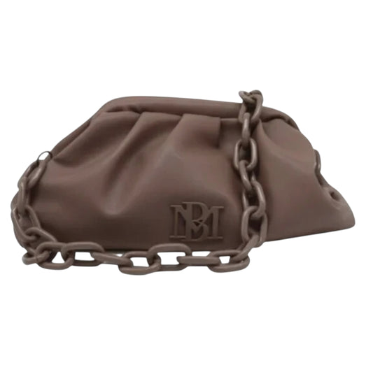 Badgley Mischka Taupe Wrapped Frame Clutch