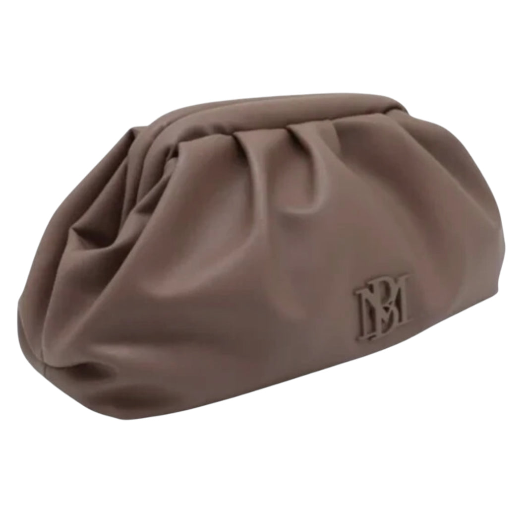 Badgley Mischka Taupe Wrapped Frame Clutch