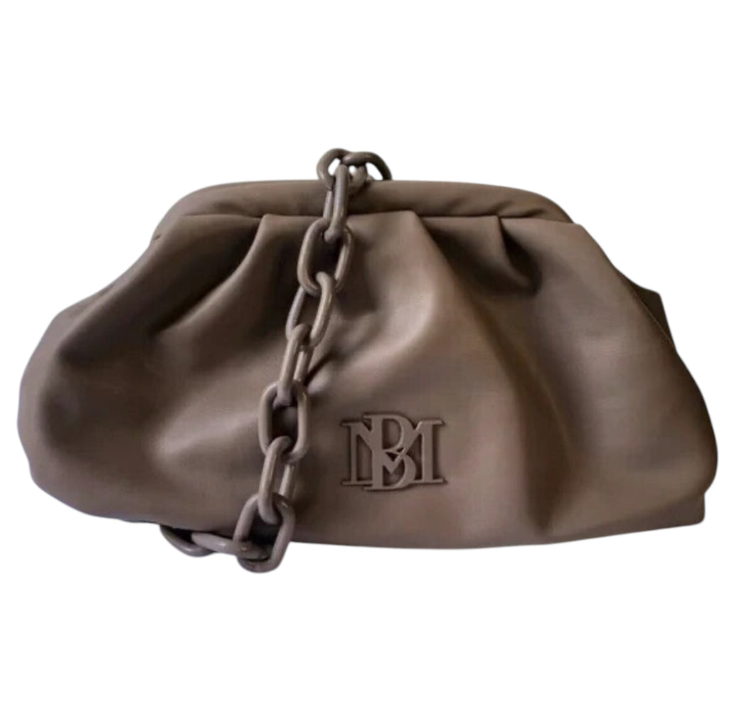 Badgley Mischka Taupe Wrapped Frame Clutch