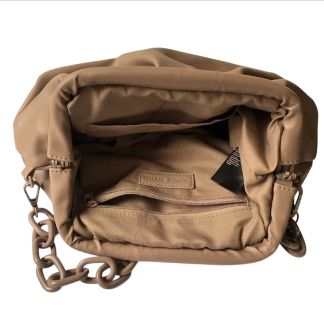 Badgley Mischka Taupe Wrapped Frame Clutch