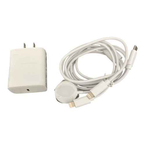 20W USB-C wall adapter and a 3-in-1 charging cable for Apple devices.