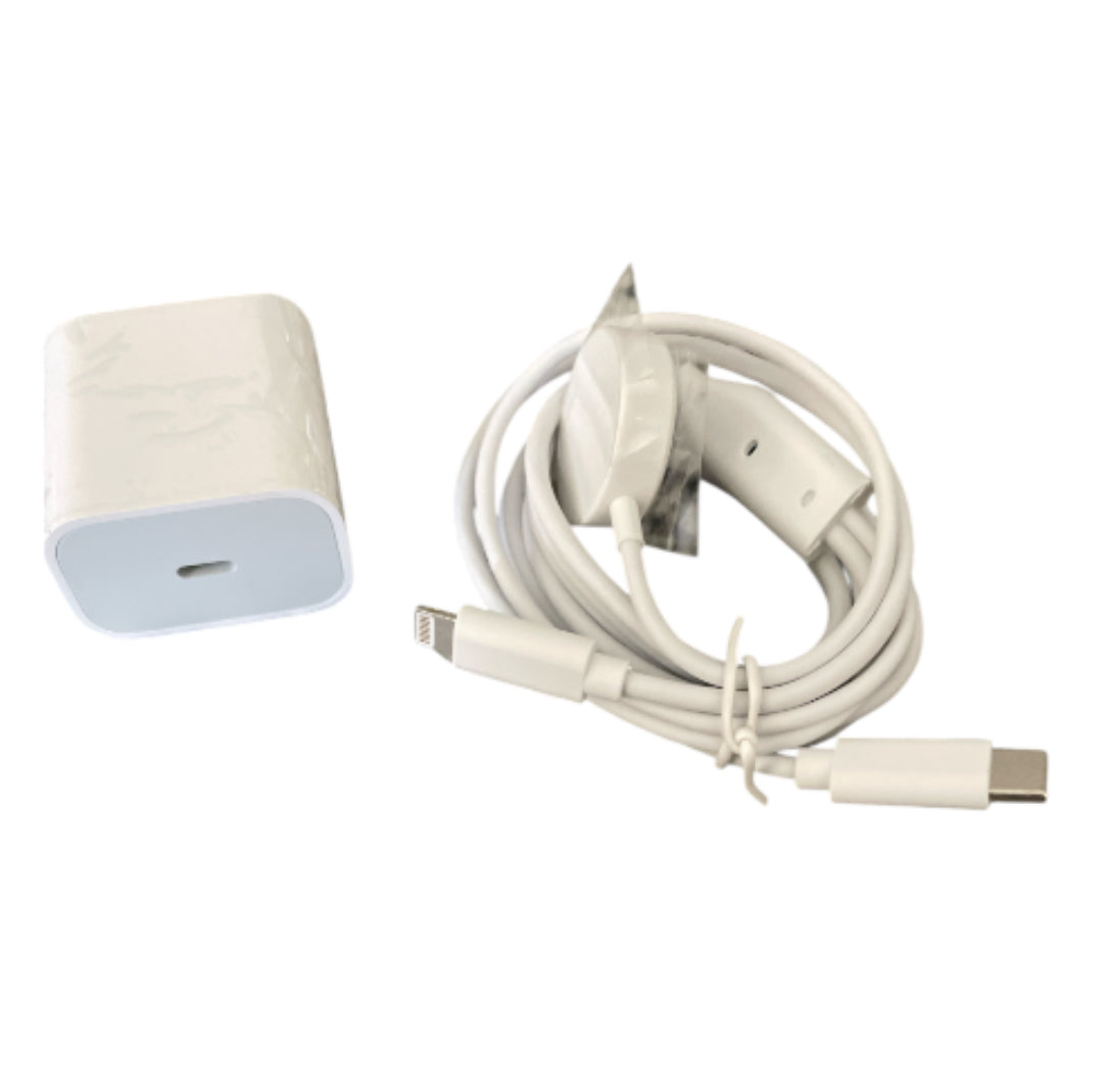 20W USB-C wall adapter and a 3-in-1 charging cable for Apple devices.